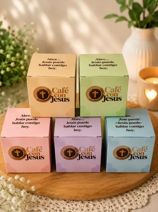 Caixinhas Café com Jesus montadas