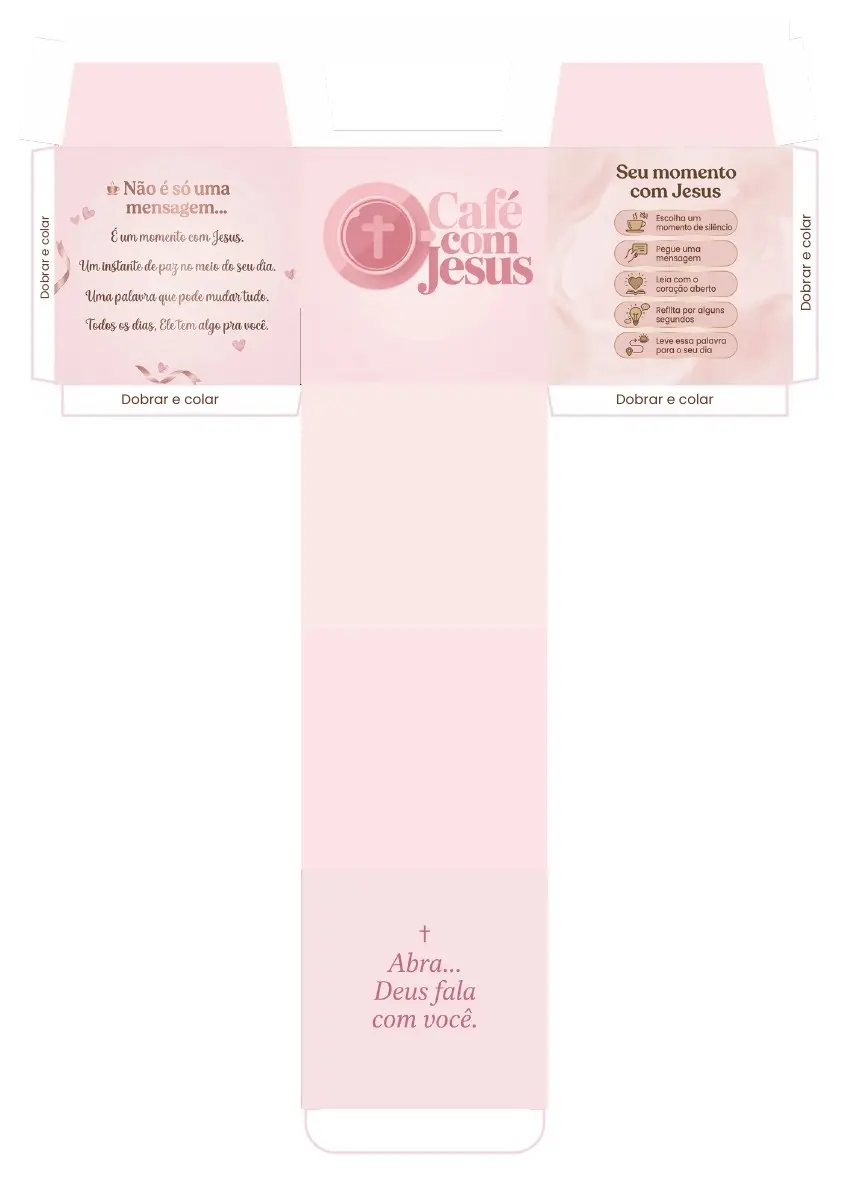 Modelo extra de caixinha Café com Jesus em rosa